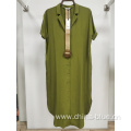 Ladies woven dress with fancy belt